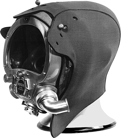 Kirby Morgan Mask in use at km for tough work. Diving with air from the  surface (replacement of copper diving helmet). Introduced in 1987 at km.  Possible to switch to Bail Out (